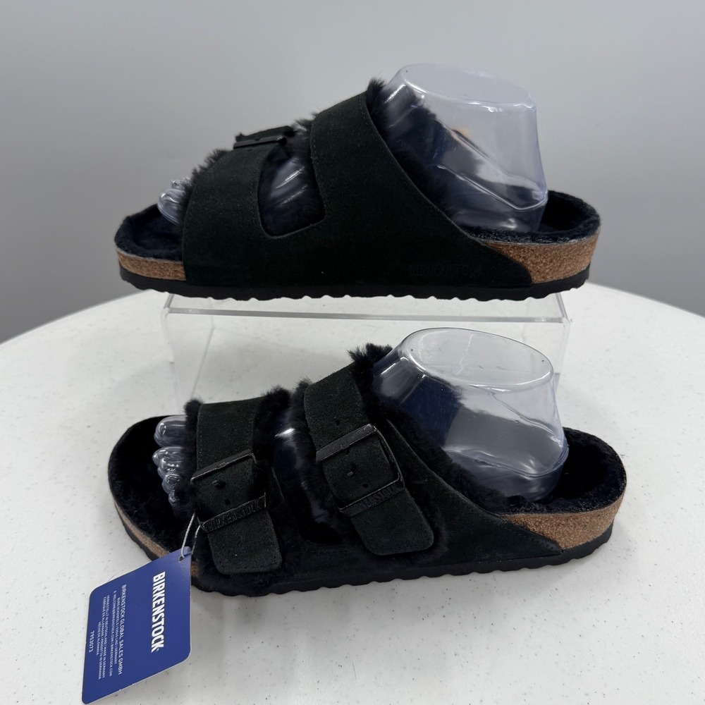 Birkenstock Arizona Shearling Black Suede Sandals 0752661 Mens 8 Womens 10 EU 41